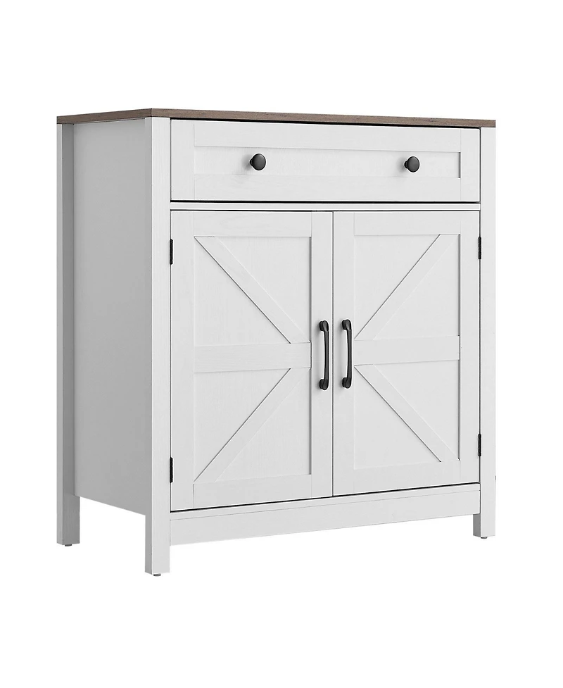 Gouun Coffee Bar Cabinet, Farmhouse Coffee Bar Table with Drawer, Buffet Stand Cabinet with 2 Barn Door, Sideboard Buffet Station for Living Room