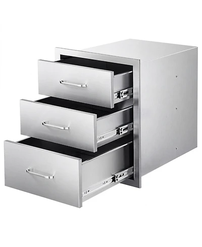 Sugift Triple-Access Stainless Steel Outdoor Kitchen Drawers 18.11in W x 23.23in D x 23.23in H