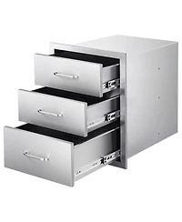 Sugift Triple-Access Stainless Steel Outdoor Kitchen Drawers 18.11in W x 23.23in D x 23.23in H