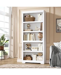 gaomon 75" Tall Farmhouse Bookshelf, 5 Tier Open Bookcase with Adjustable Shelves and Anti-Tip Design for Living Room