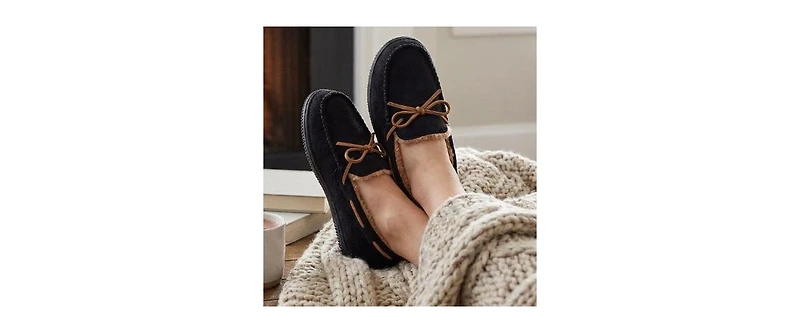 Beverly Hills Polo Club Big Boys Moccasins Slippers Classic Fuzzy Lining Cozy Indoor/Outdoor Sole SlipOn Comfort (Little / Kid)