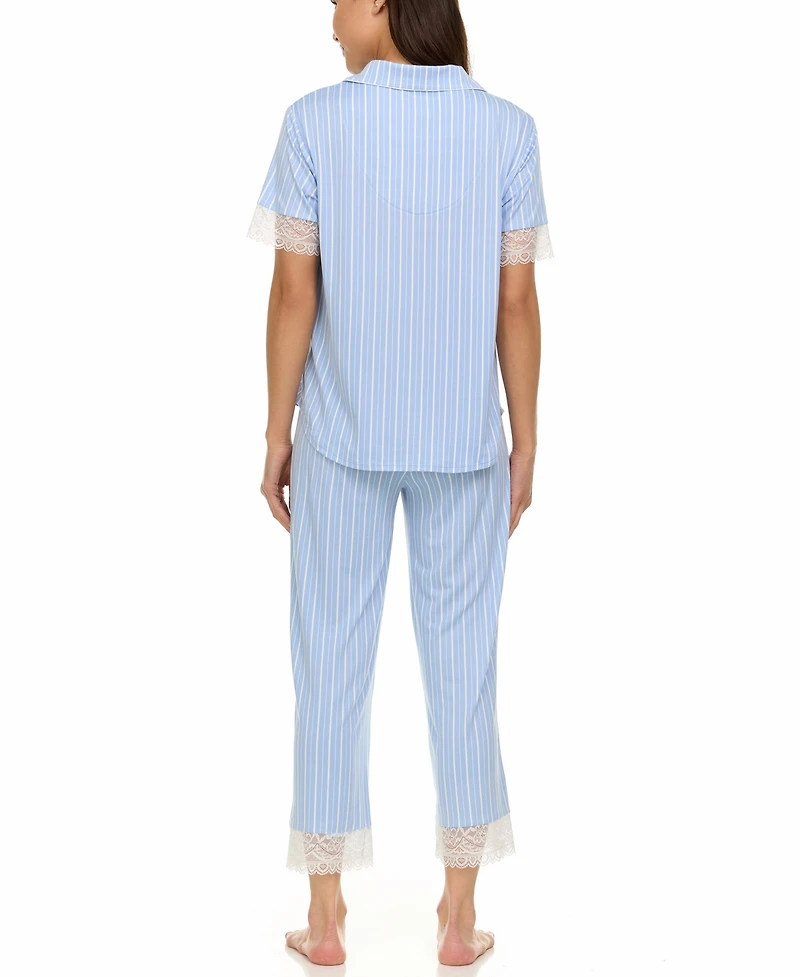 Flora by Nikrooz Women's Janelle Notch Top and Capri Pajama Set