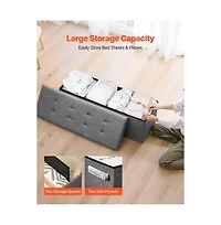 Sugift Foldable Storage Ottoman Bench End of Bed with Side Bags