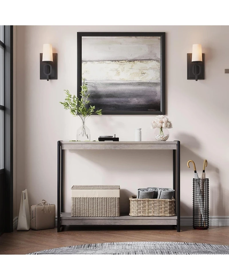 gaomon 2-Tier Narrow Console Table for Sofa or Entryway - Modern Farmhouse Accent Table with Open Shelf