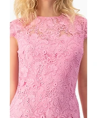 Ivonne Women's Lace Cap-Sleeve Midi Dress