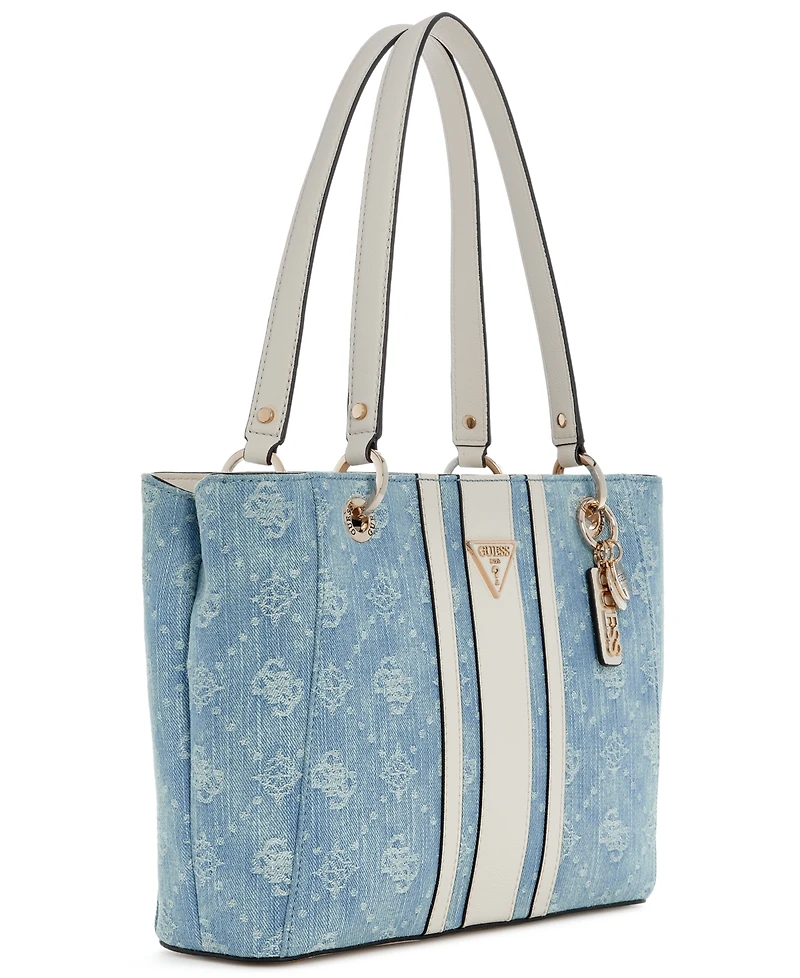 Guess Noelle Ii Washed Denim Large Tote Handbag