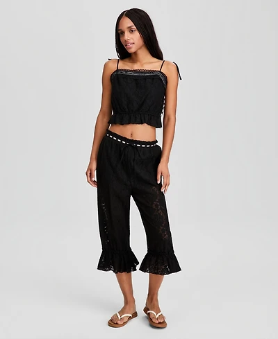 And Now This Women's Ribbon-Trim Lace Capri Pants, Macy's Exclusive