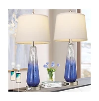 Sofucor 27.5-inch Table Lamps Set of 2 with Touch Control, 3-Way Dimmable Modern Glass Bedside Lamps with Bedrooms Decorations