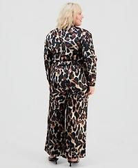Full Circle Trends Trendy Plus Satin Shirt & Matching Pants Set