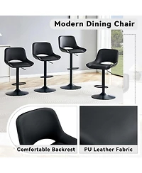Rainsken Swivel Bar Stools Set of 2, with Linen Fabric Cushion, Metal Leg Kitchen Island Chairs, Holds Up to 250 lbs, for Restaurant, Dining Room
