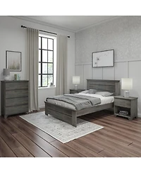 Max & Lily Full Bed Frame with Panel Headboard, Modern Farmhouse Solid Wood Platform