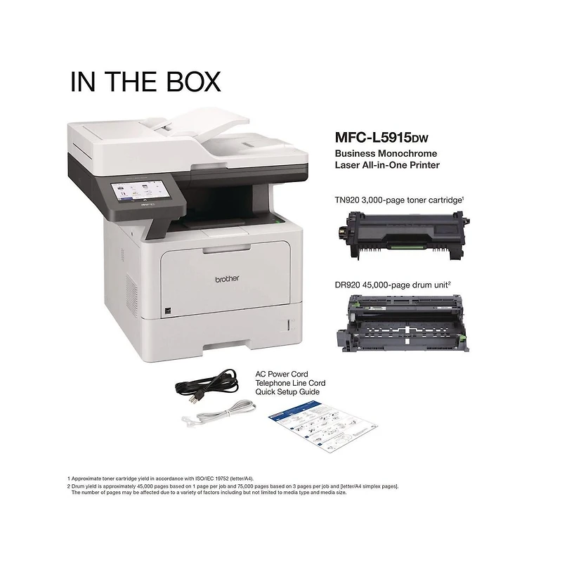 Brother MFCL5915DW Business Monochrome Aio Copy/Fax/Print/Scan Laser Printer