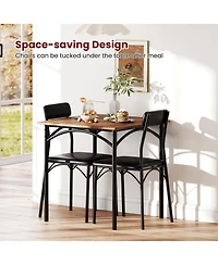 Slickblue 3 Piece Dining Set Square Table with 2 Chairs Compact Design