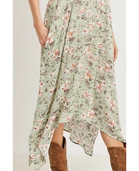 Hello Miz Maternity Floral V-Neck Spaghetti Strap Midi Dress with Pockets