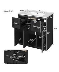 Sillysis 30 Inch Modern Bathroom Vanity with Ceramic Sink, Tip-Out Drawer, Soft Close Doors, Flexible Storage for