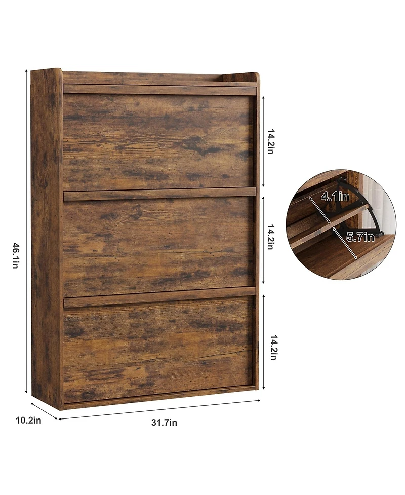 Homfan Shoe Cabinet with Flip Drawers, Hidden Shoe Storage Organizer for Entryway