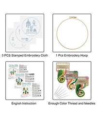 Gnuadz 3 Sets Embroidery Kits Beginners Hoop Instruction