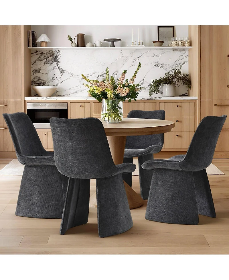 Maison Boucle Modern Upholstered Dining Chairs Set of 2, Curved Back, Armless