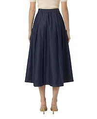 Modenaire Women's High-Waist Pleated A-Line Midi Skirt