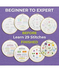 Gnuadz 4-piece Embroidery Kit 29 Stitches Beginners Patterns