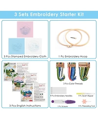 Gnuadz 3 Sets Embroidery Kit Landscapes Cloth Hoops Threads Craft Lover Hand