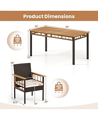 Sugift 7-Piece Pe Wicker and Acacia Wood Patio Dining Set