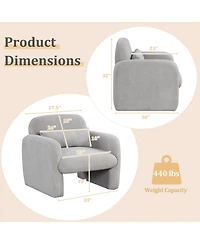 Gouun Sherpa Accent Chair with Lumbar Pillow and Curved Armrests