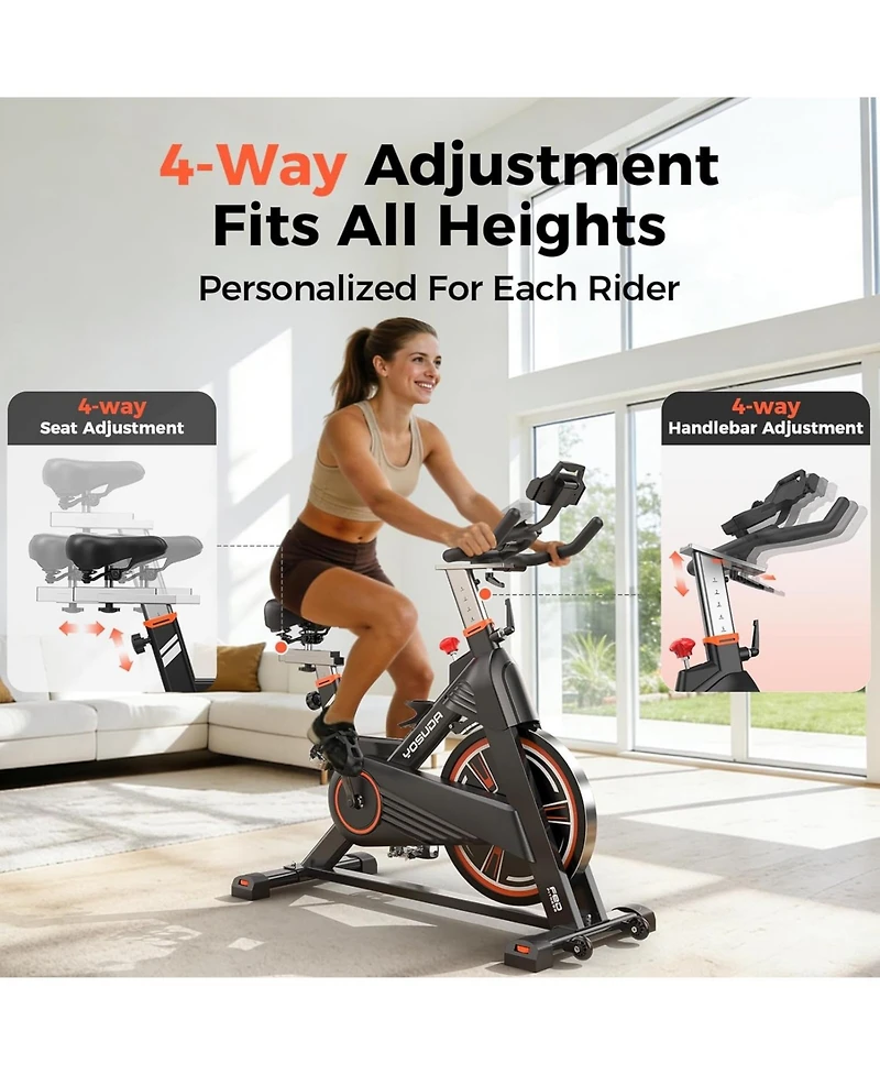 Fed Fitness Light-Commercial Magnetic Exercise Bike, 45LB Flywheel, 100-Level Resistance, 350LB Capacity, 20dB Ultra-Quiet and Large Hd Display