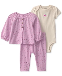 Carter's Baby Girls' Cherry Bodysuit, Cardigan and Pants, 3-Piece Set