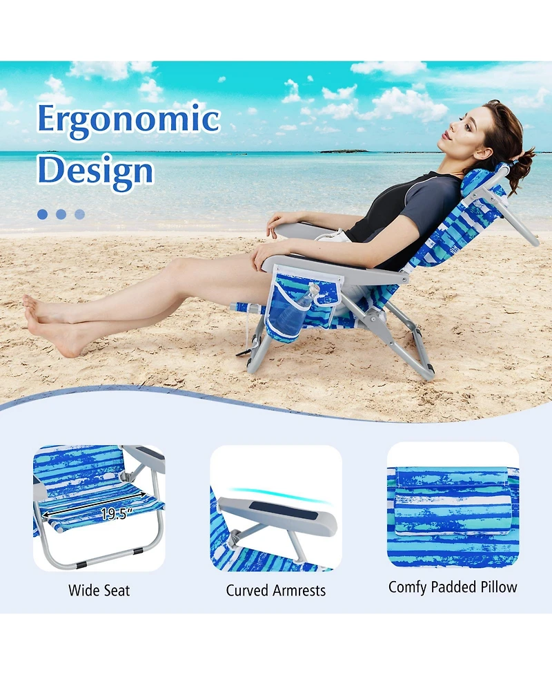 Gouun Low-Profile Beach Chair with Adjustable Backrest