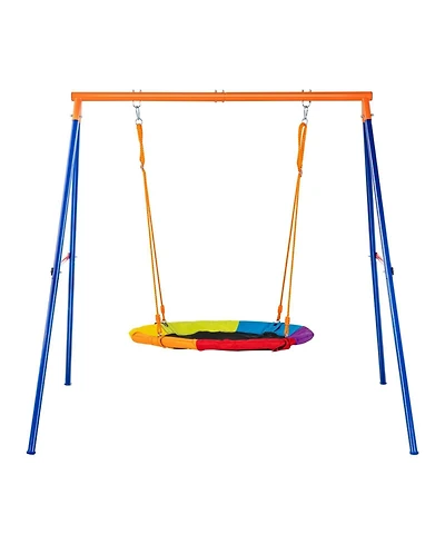 Sugift Backyard Swing Set 440lbs Capacity 40 inch Saucer Swing with Metal Stand