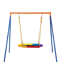 Sugift Backyard Swing Set 440lbs Capacity 40 inch Saucer Swing with Metal Stand