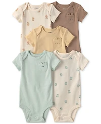 Carter's Baby Girls' and Boys' Critter Short-Sleeve Bodysuits, 5-Pack