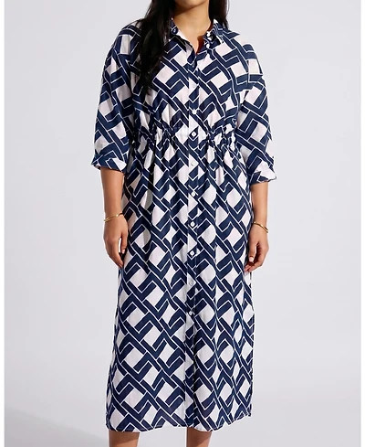 Universal Standard Plus Paros Drawstring Linen Shirtdress