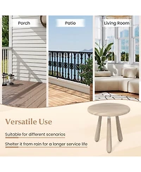 Gymax 18'' Round End Table Outdoor Mahogany Wood Side Table with Thickened Board