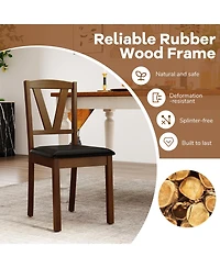 Slickblue Set of 2 Dining Chairs with Pu Leather Seat, Wooden Frame and Modern Design