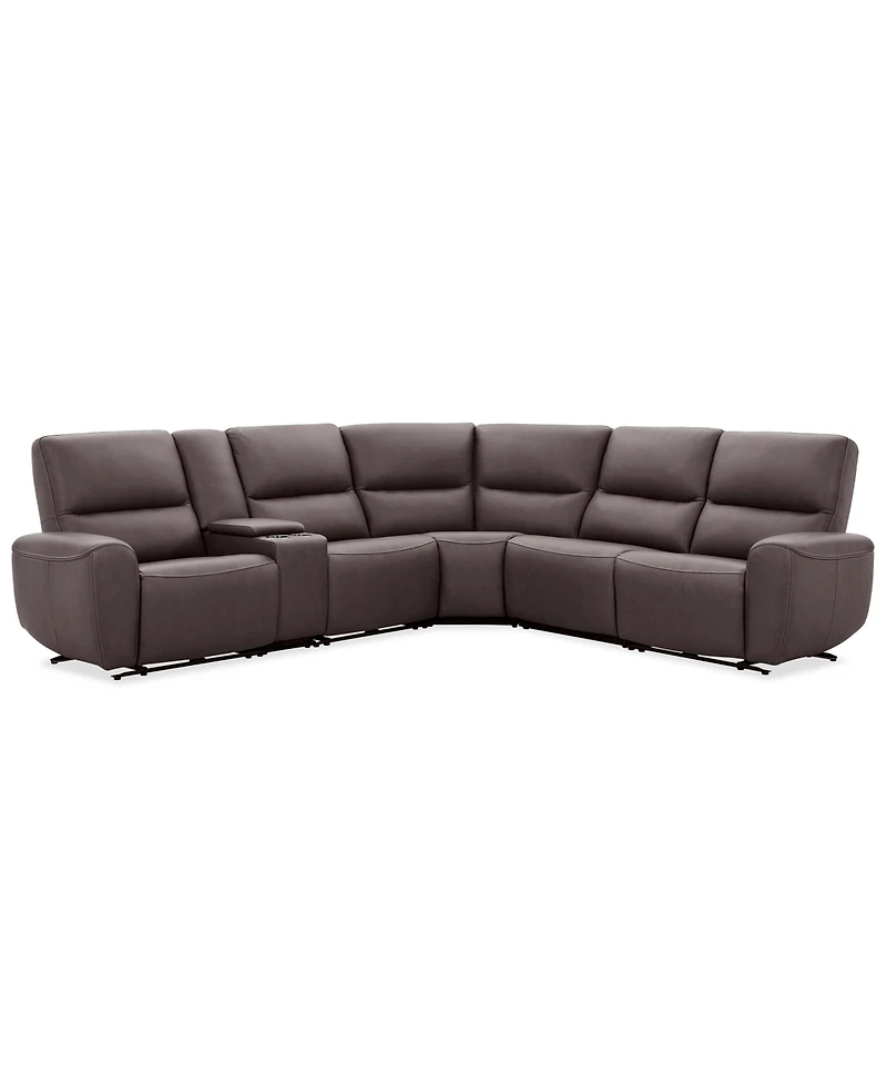 Symond 6-Piece Leather 3 Power Motion L-Shape Sectional Sofa