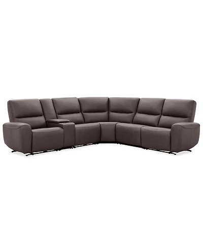 Symond 6-Piece Leather 3 Power Motion L-Shape Sectional Sofa