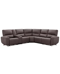 Symond 6-Piece Leather 3 Power Motion L-Shape Sectional Sofa