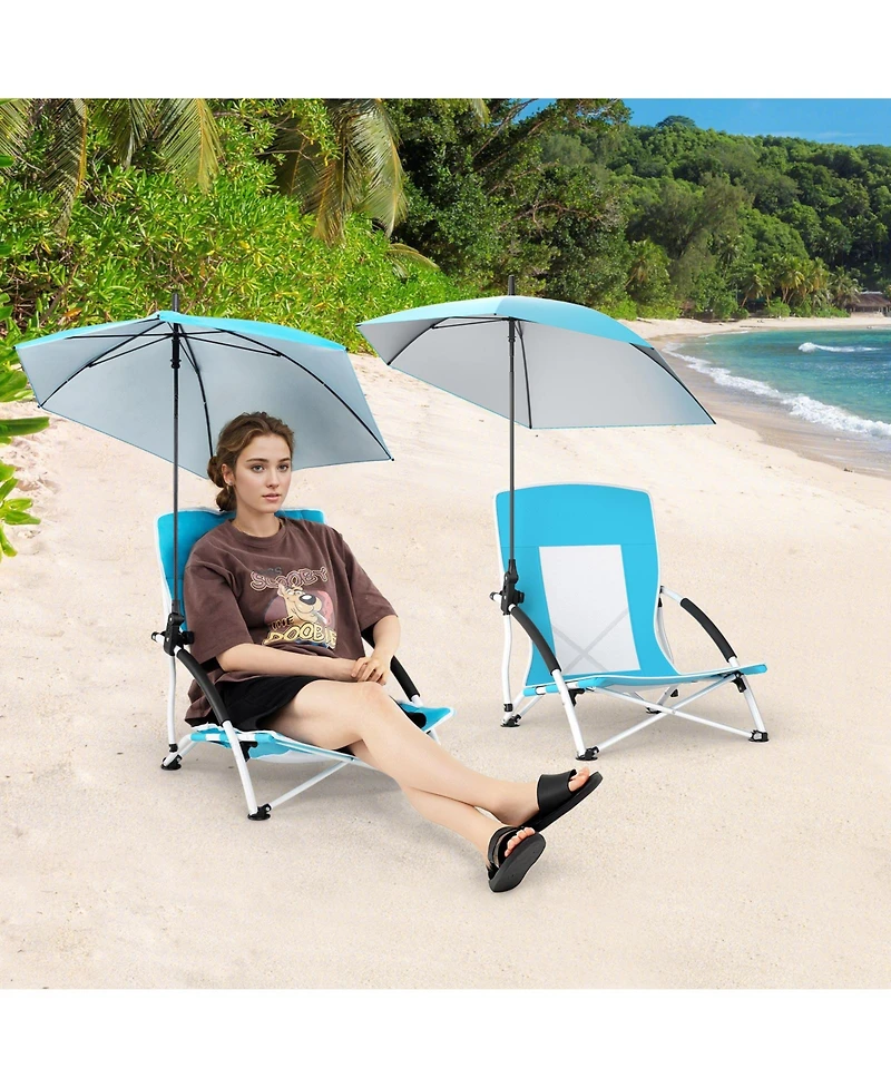 Gouun Foldable Beach Sand Chair with Padded Pillow