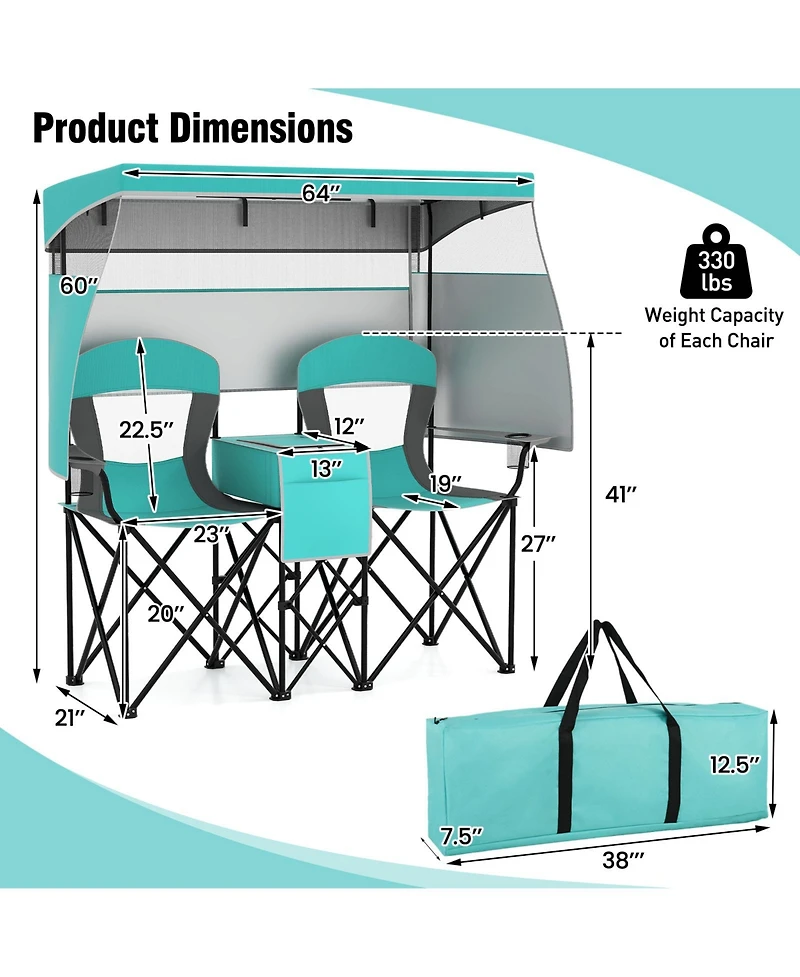 Gouun Folding Beach Chair with Headrest and Cup Holder