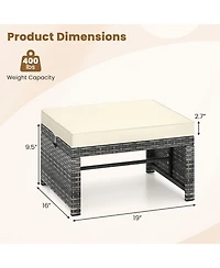Gouun Wicker Outdoor Ottoman Set of 2 with Hidden Storage