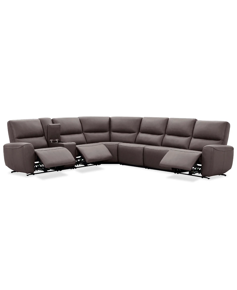 Symond 7-Piece Leather 3 Power Motion Sectional Sofa
