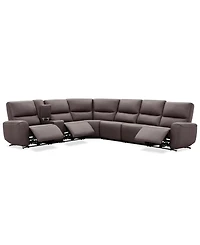 Symond 7-Piece Leather 3 Power Motion Sectional Sofa