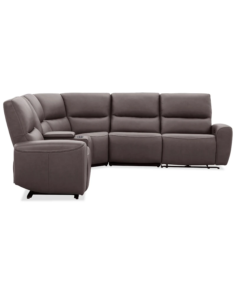 Symond 6-Piece Leather 3 Power Motion L-Shape Sectional Sofa