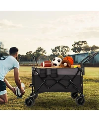 Mondawe Multi-Functional Folding Storage Wagon Utility Carts w/ 360degree(s) All-Terrain Wheels, Adjustable Handle, Large Capacity
