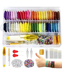 Gnuadz 400plus pieces Friendship Bracelet Kit Embroidery Floss Beads Tools