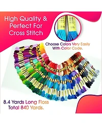 Gnuadz 100 Colors Embroidery Thread Skeins Floss Bracelets Kit