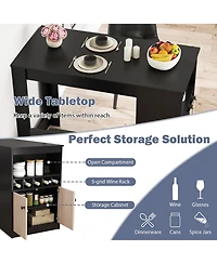 Slickblue Home Bar Table with Wine Rack and Storage Cabinet, Space Saving Kitchen Furniture