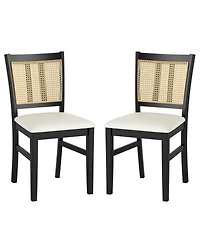 Slickblue Farmhouse Cane Back Dining Chairs Set of 2 with Rubber Wood Frame